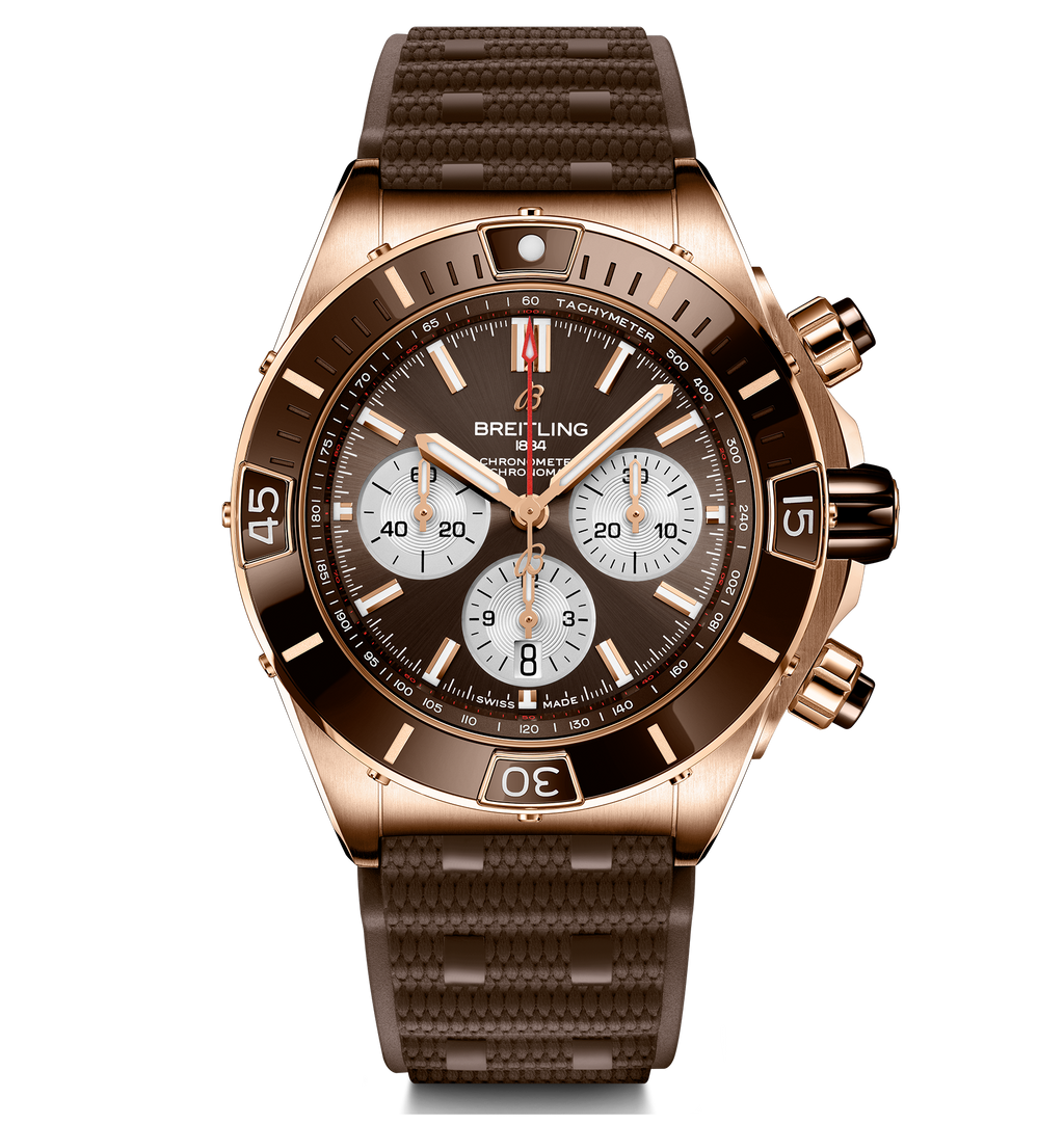 BRT Super Chronomat B01 44 with Brown Rubber Strap