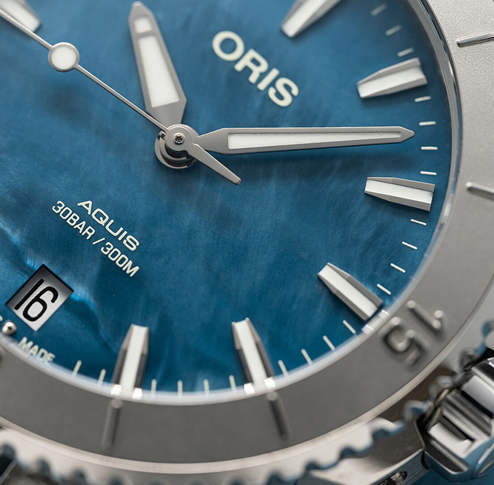 ORS Aquis Date Watch with Blue Mother of Pearl Dial, 36.5mm
