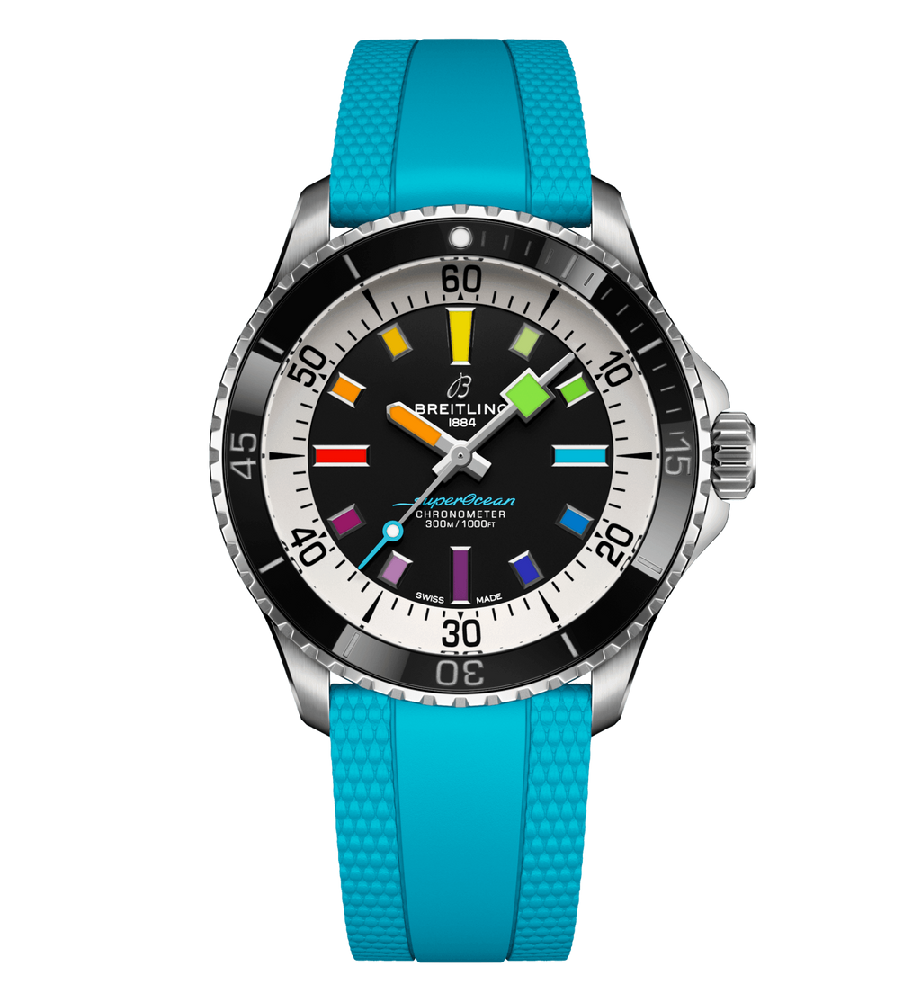 BRT Superocean Automatic 42 Watch with Turquoise Rubber Strap