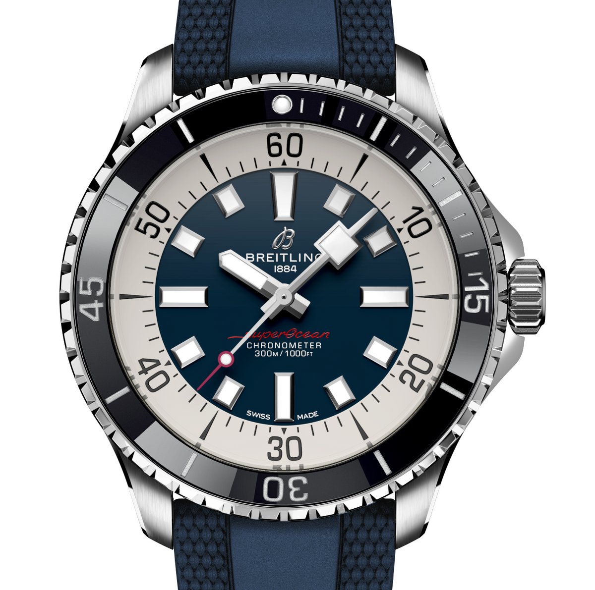 BRT Superocean Blue on Rubber Watch, 44mm