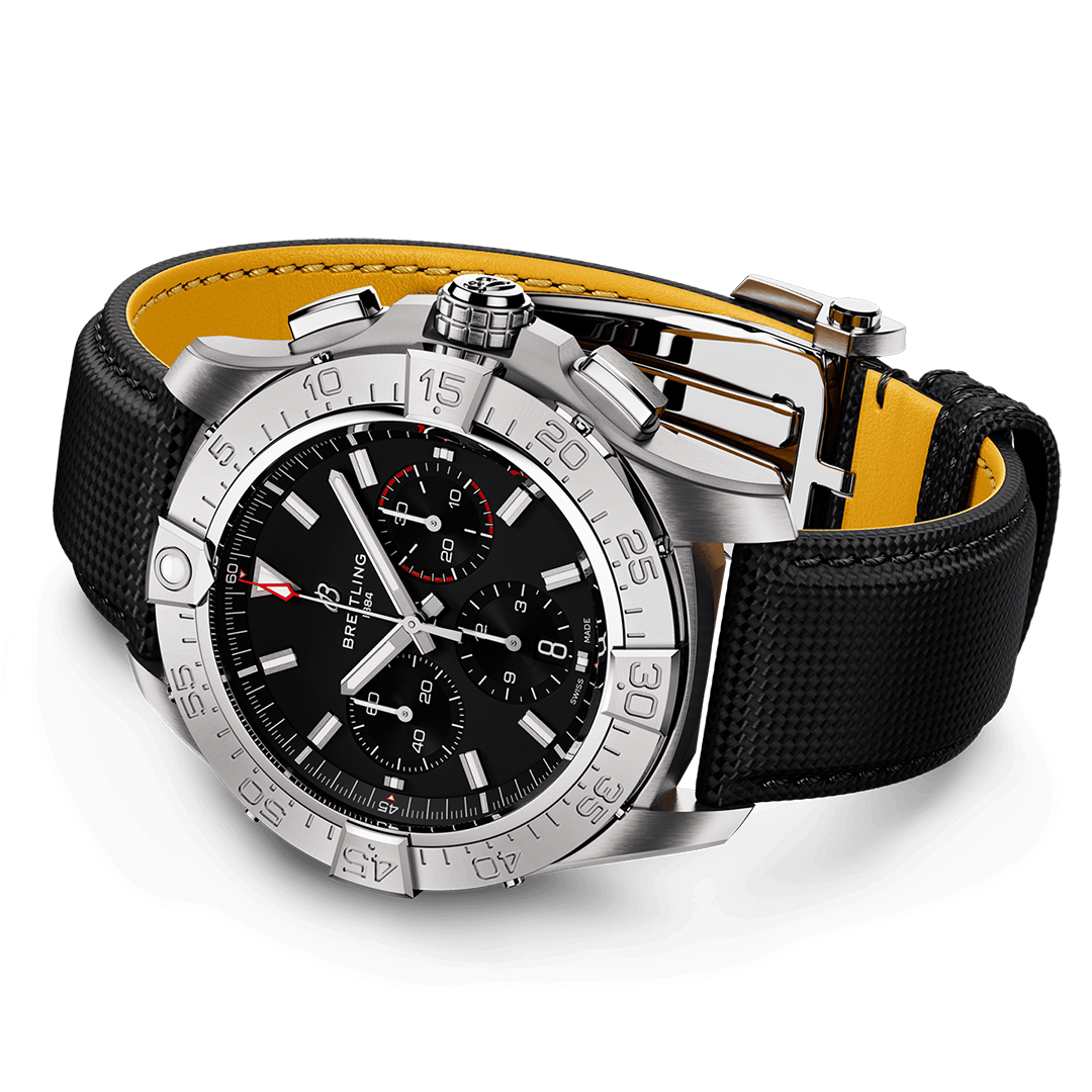 BRT Avenger B01 Chronograph 44 Watch with Calfskin Leather Strap