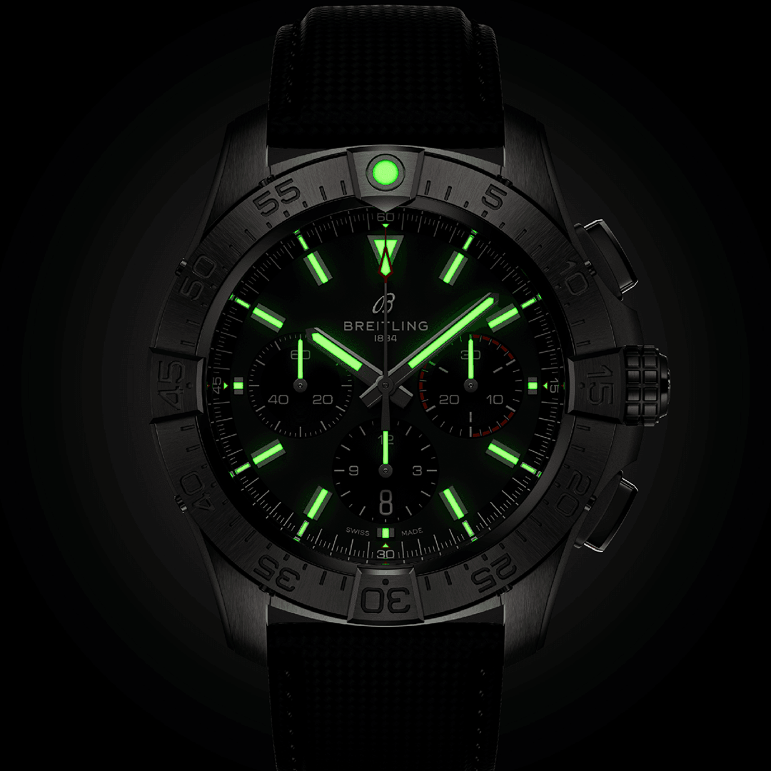 BRT Avenger B01 Chronograph 44 Watch with Calfskin Leather Strap