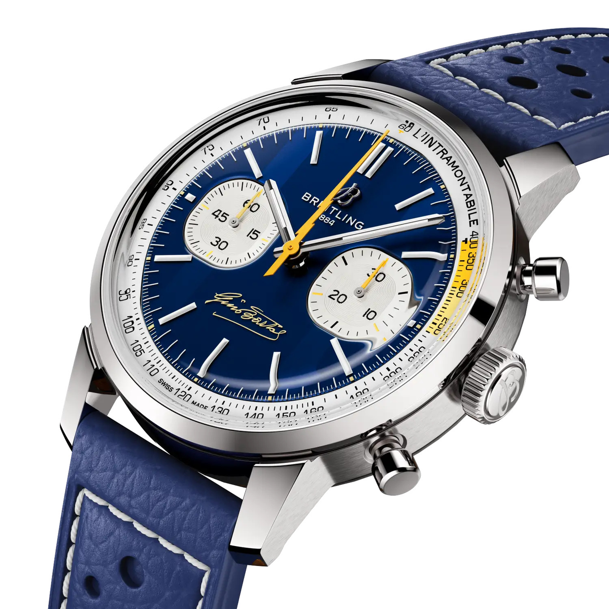 BRT Top Time B01 Gino Bartali 41mm Watch with Blue Leather Strap