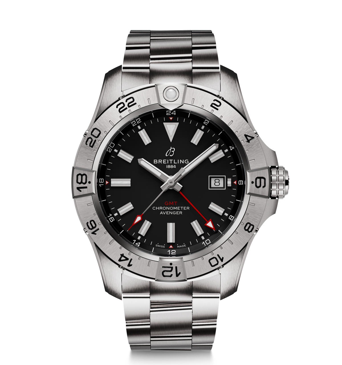 BRT Avenger Automatic GMT 44mm Watch with Black Dial