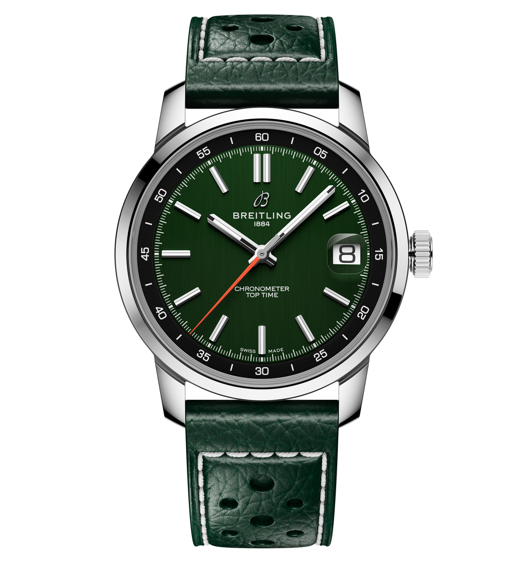 BRT Top Time B31 38mm Watch with Green Leather Strap