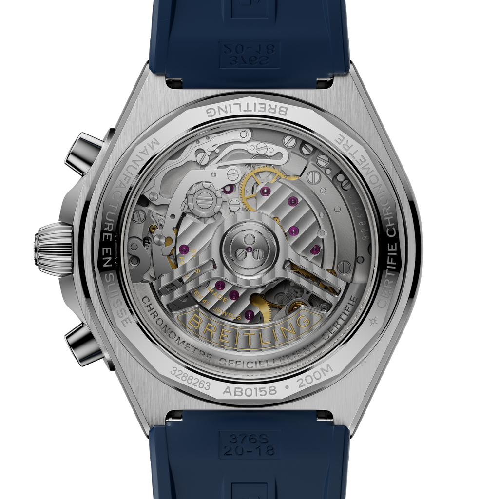 BRT Chronomat B01 Chronograph 42 Watch with Blue Rubber Strap