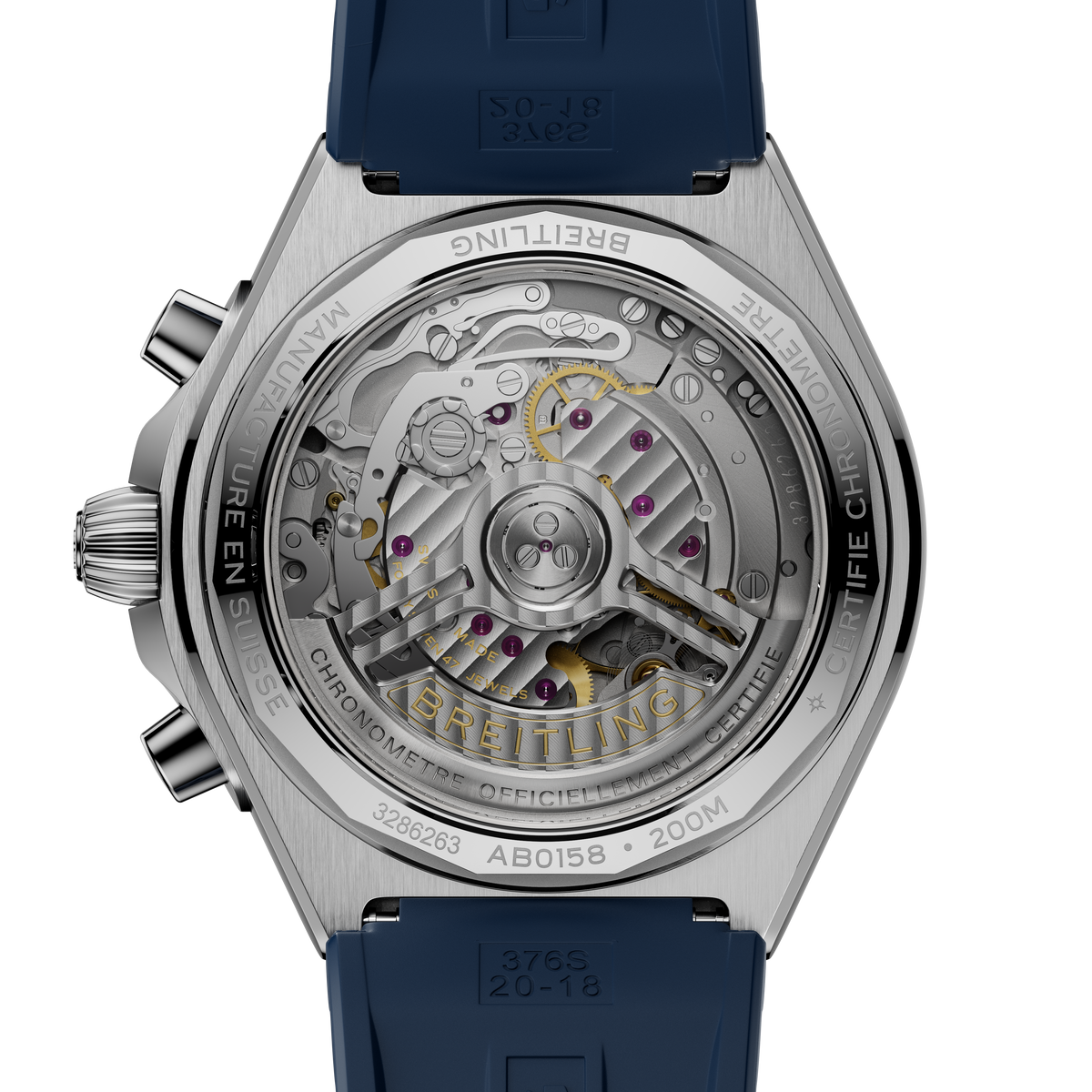 BRT Chronomat B01 Chronograph 42 Watch with Blue Rubber Strap