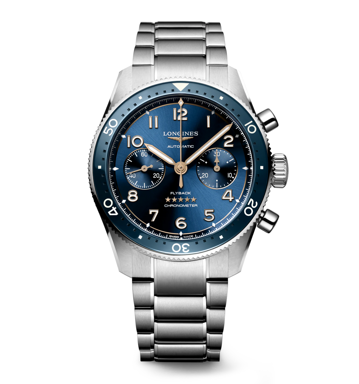 LNGS Spirit Flyback 42mm Watch with Blue Dial