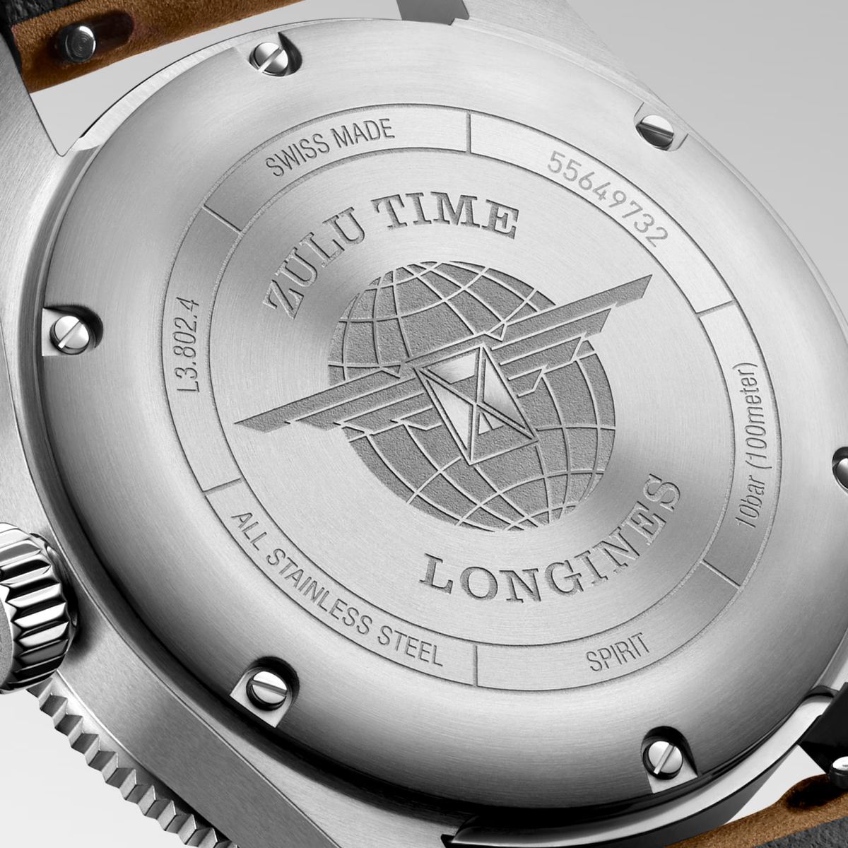 LNGS Spirit Zulu Time 39mm Watch with Brown Leather Strap