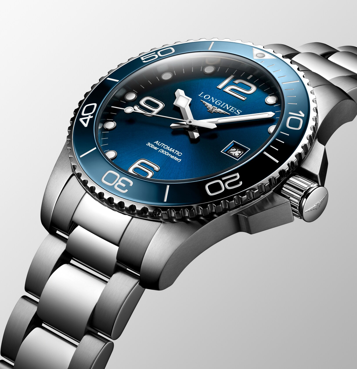 LNGS Hydroconquest 43mm Watch with Sunray Blue Dial