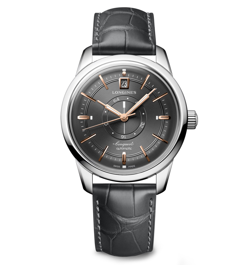 LNGS Conquest Heritage Central Power Reserve 38mm Watch with Gray Dial