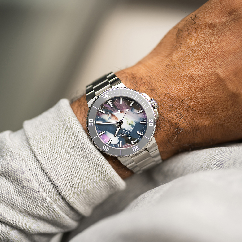 ORS Aquis Date Upcycle Watch with Multicoloured Dial, 43.50mm