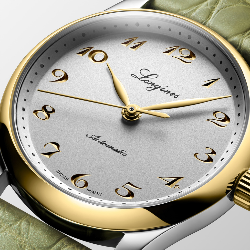 LNGS Master 34mm Watch with Green Leather Strap