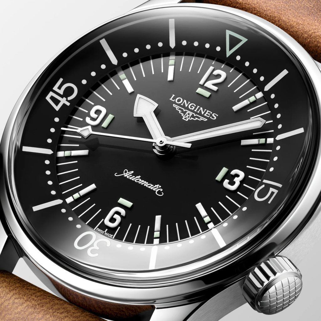 LNGS Legend Diver 39mm Watch with Leather Strap