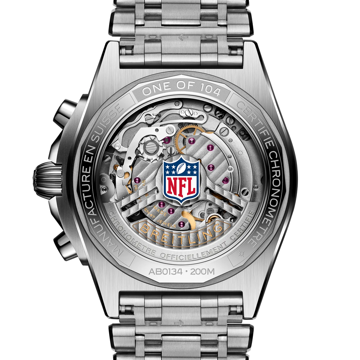 BRT Chronomat B01 42 NFL Carolina Panthers Edition with Stainless Steel Bracelet