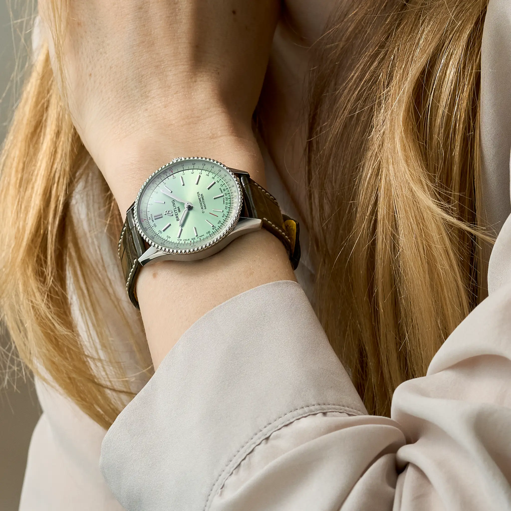BRT Navitimer Automatic 36 Watch with Green Leather Strap