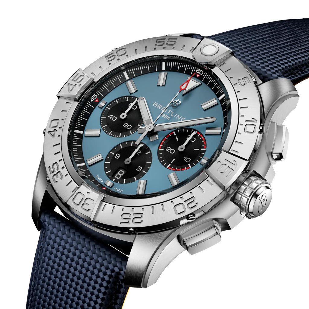 BRT Super Avenger B01 Chronograph 46 Watch with Blue Leather Strap