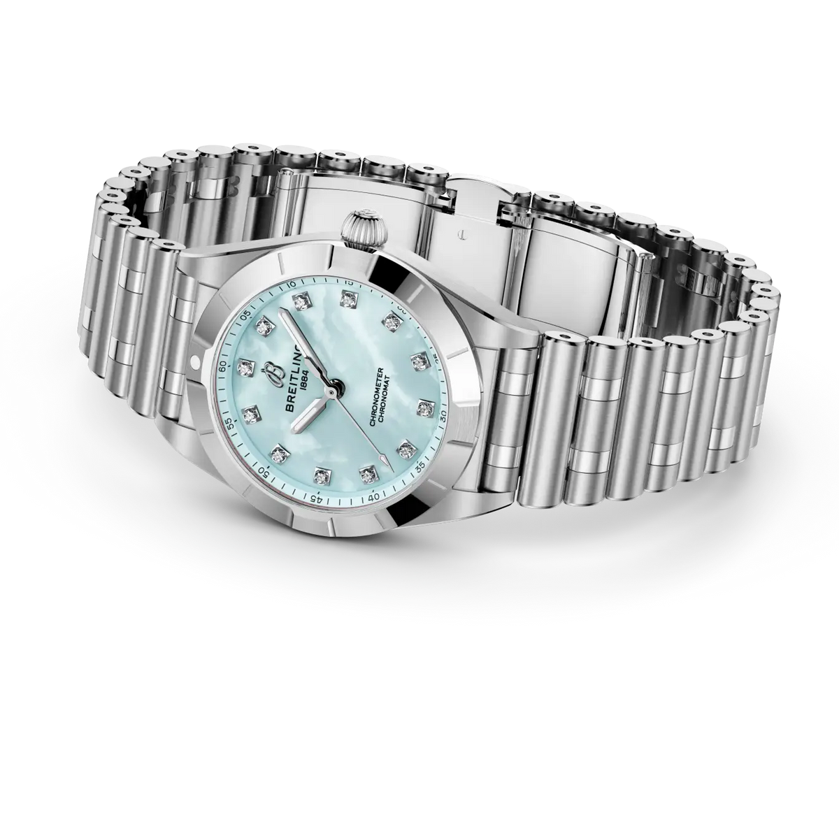 BRT Chronomat 28 Watch with Blue Mother of Pearl Dial