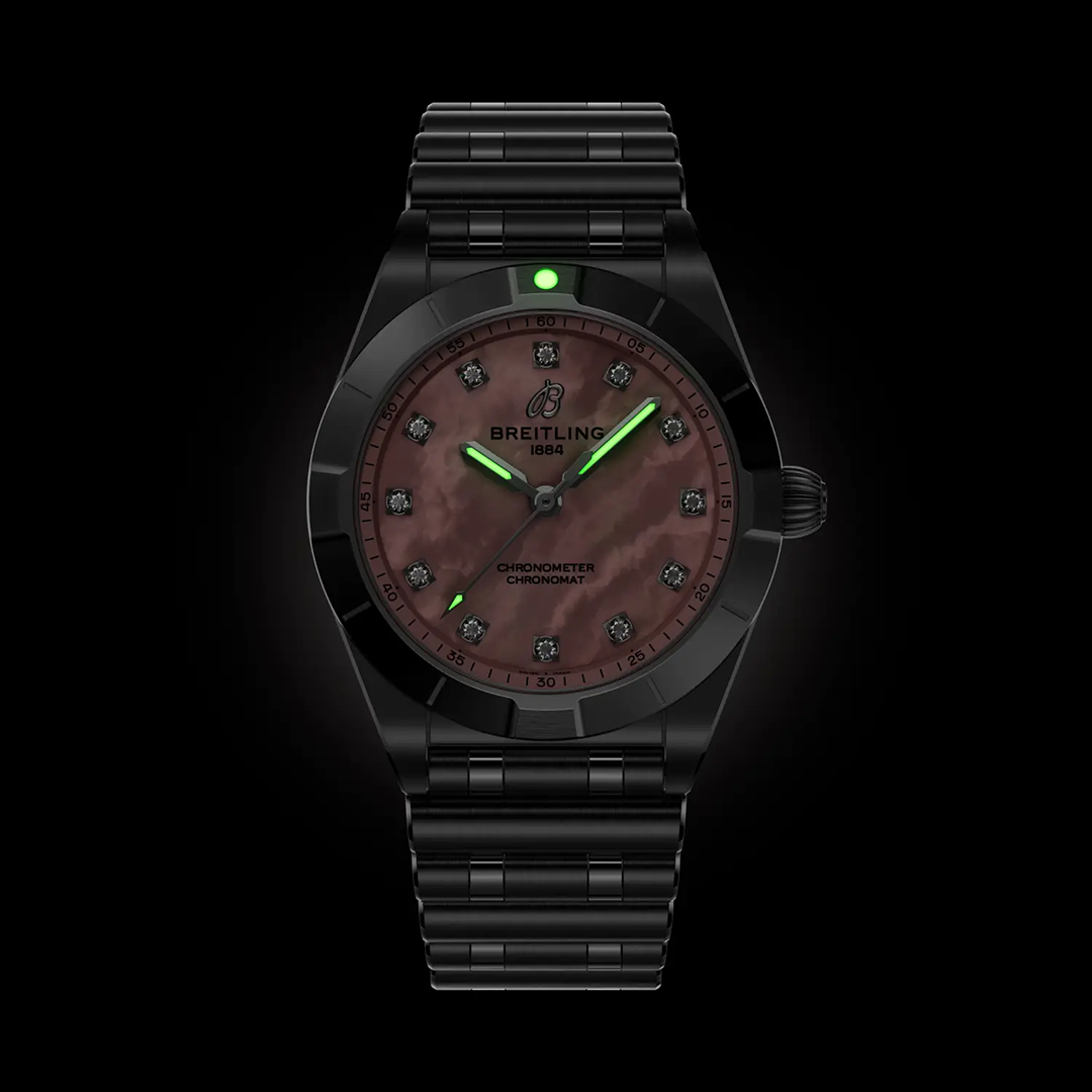 BRT Chronomat 28 Watch with Pink Mother of Pearl Dial