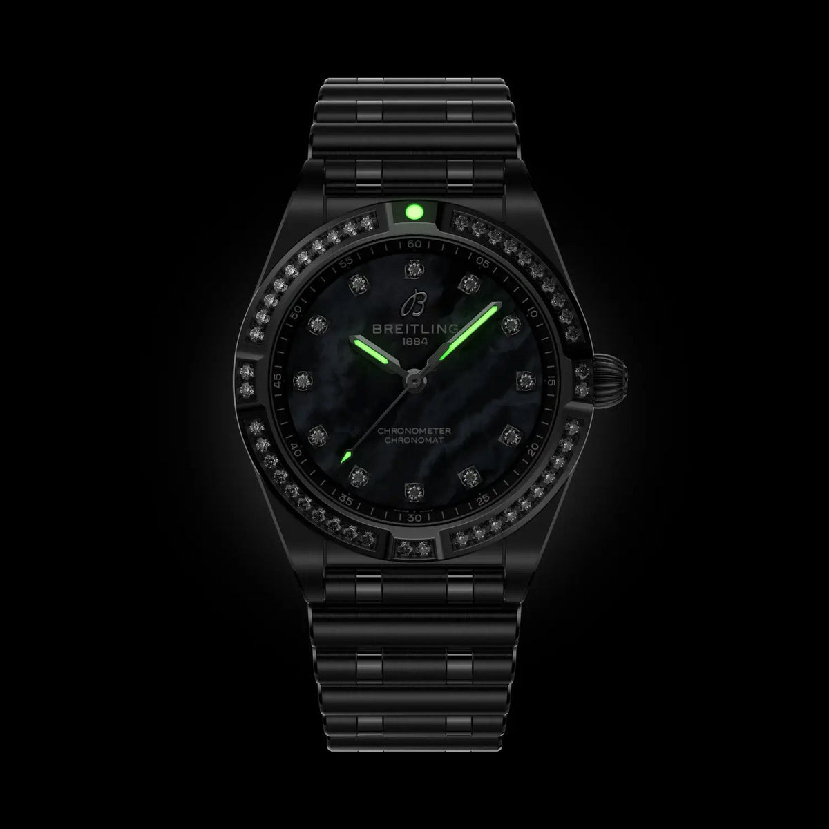 BRT Chronomat 28 Watch with Black Mother of Pearl Dial
