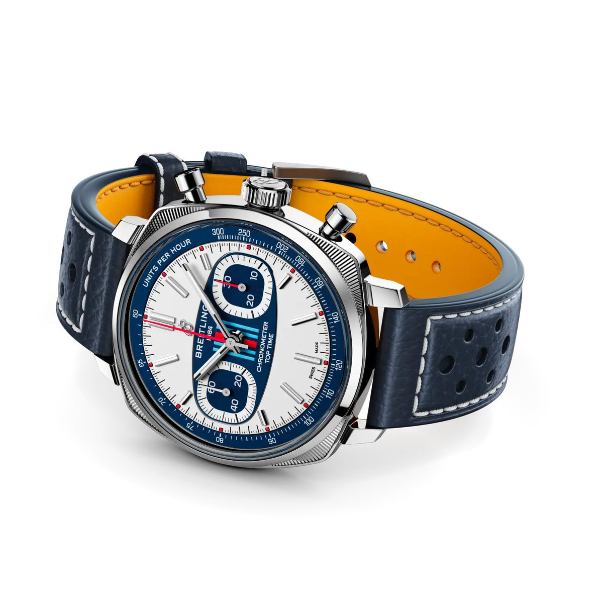 BRT Top Time B01 Racing 38mm Watch with Dark Blue Leather Strap, Limited Edition