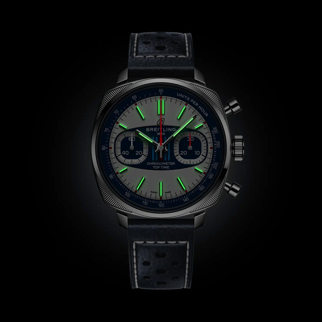 BRT Top Time B01 Racing 38mm Watch with Dark Blue Leather Strap, Limited Edition