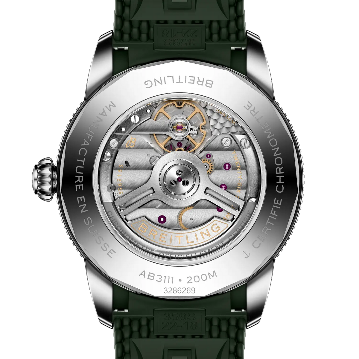 BRT Superocean Heritage B31 Automatic 42 Watch with Green Rubber Strap