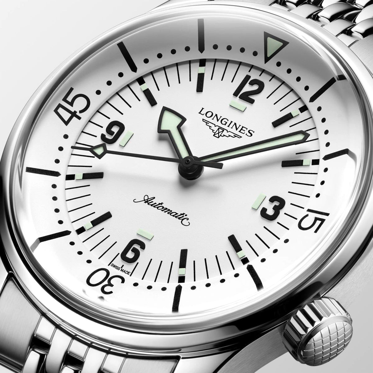 LNGS Legend Diver 39mm Watch with White Dial