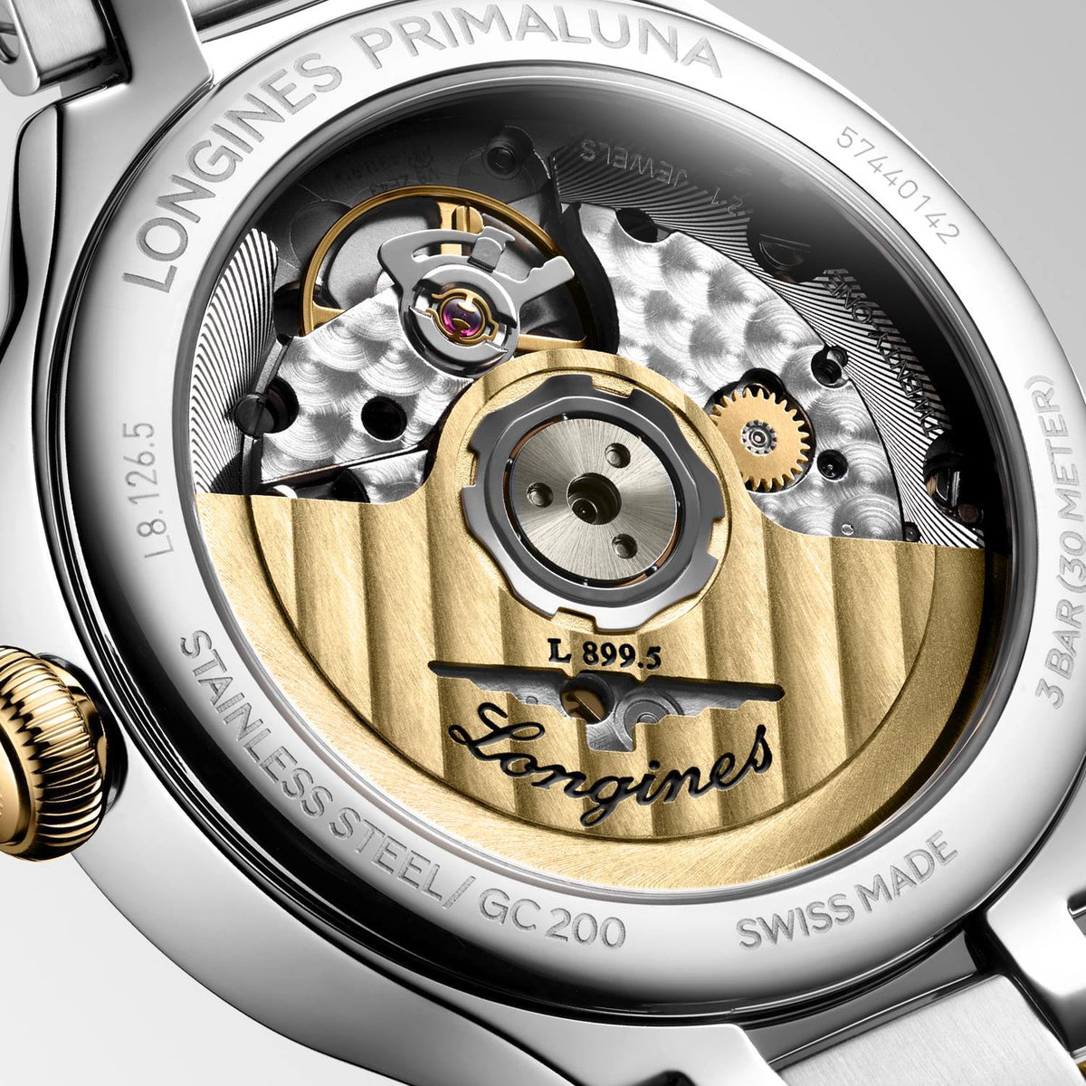 LNGS PrimaLuna Moonphase 34mm Watch with Mixed Metals Bracelet