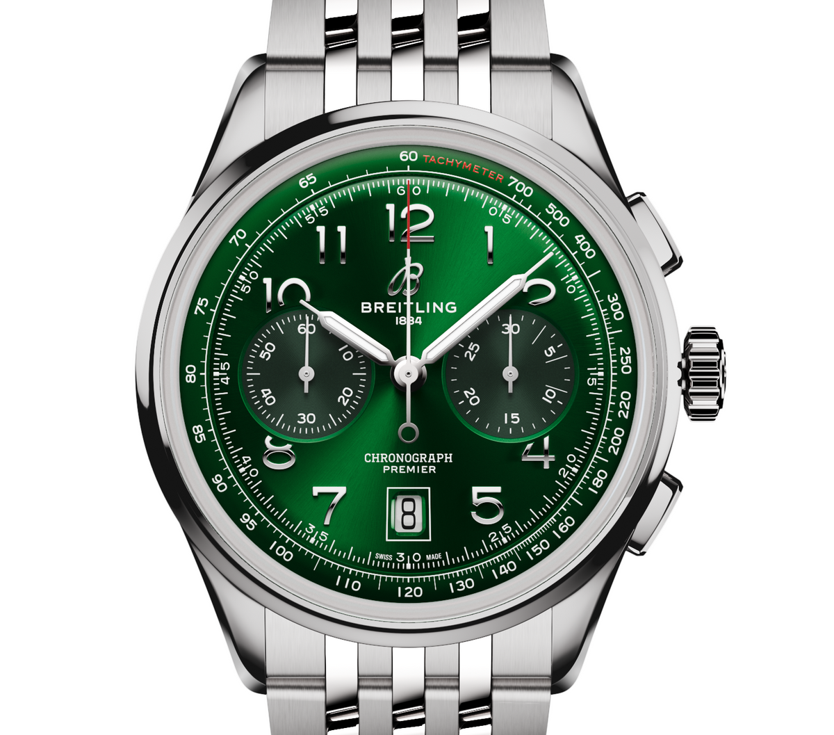BRT Premier B01 Chronograph 42mm Watch with Green Dial