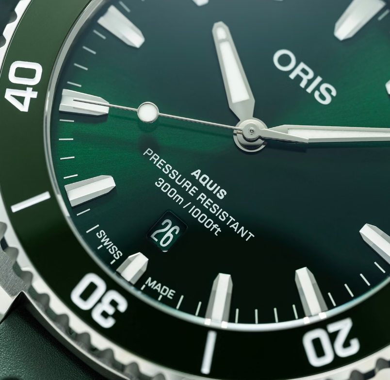 ORS Aquis Date Watch with Green Rubber Strap, 43.50mm