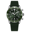 BRT Superocean Heritage B01 Chronograph 42 Watch with Green Mesh Rubber Strap