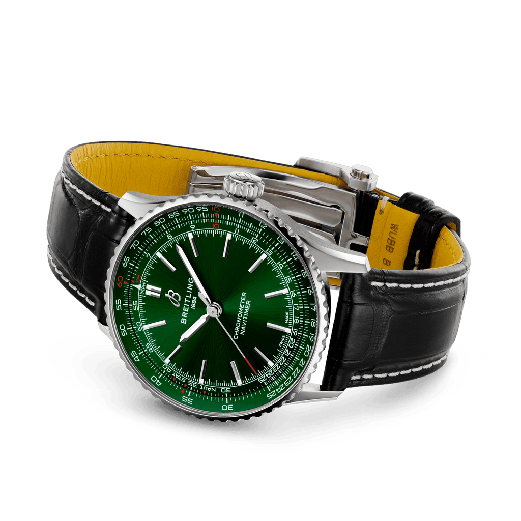 BRT Navitimer Automatic 41 Watch with Black Leather Strap