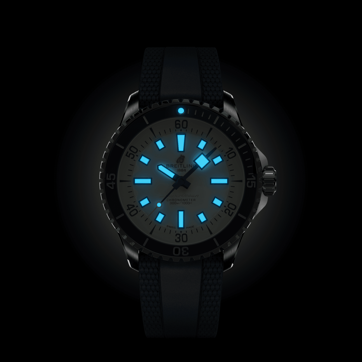 BRT Superocean Silver on Rubber Watch, 42mm