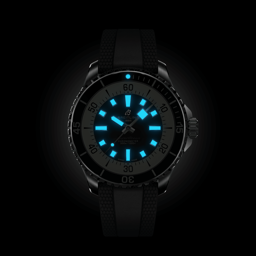 BRT Superocean Black on Rubber Watch, 44mm