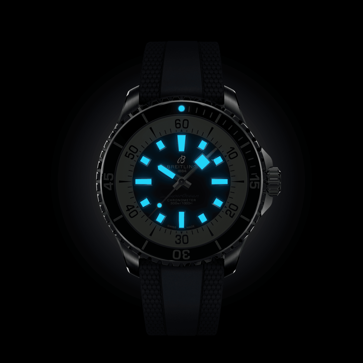 BRT Superocean Blue on Rubber Watch, 44mm