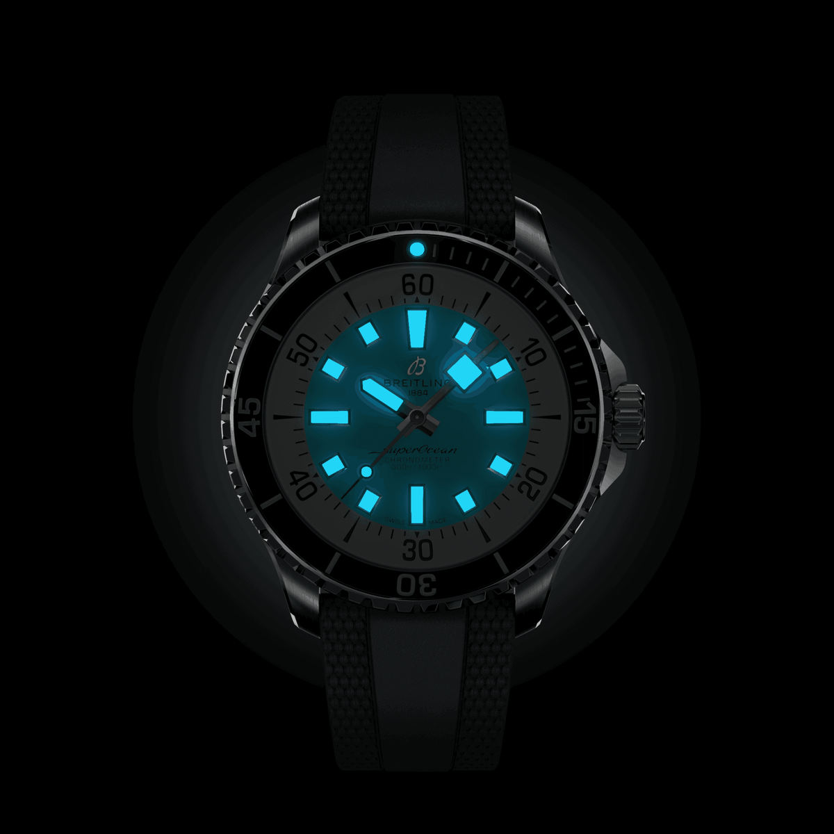 BRT Superocean Turquoise on Rubber Watch, 44mm