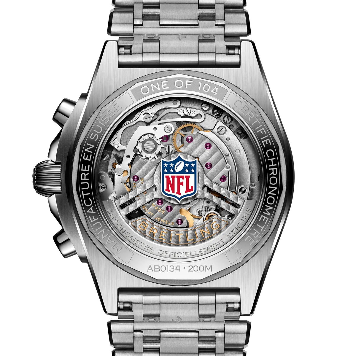 BRT Chronomat B01 42 NFL Tennessee Titans Edition with Stainless Steel Bracelet