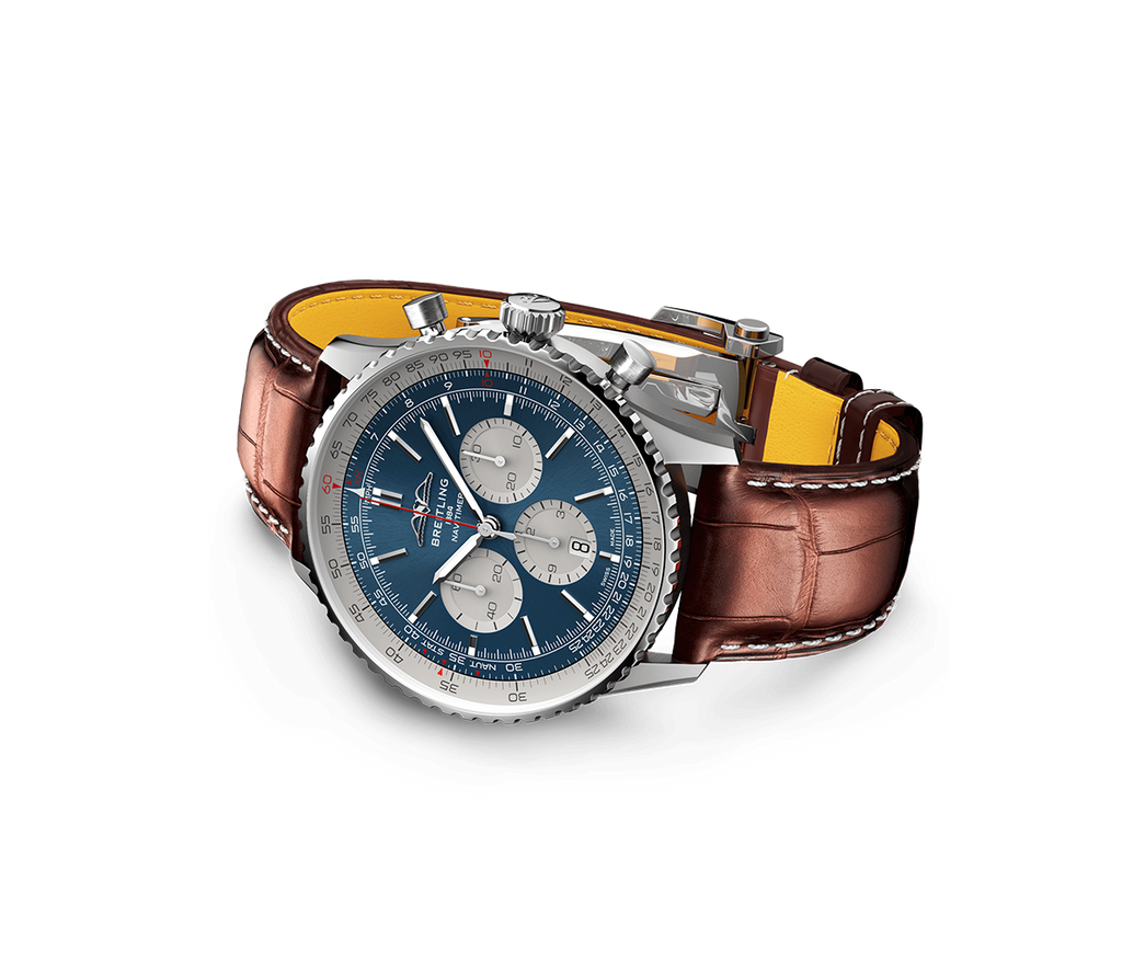 BRT Navitimer B01 Watch with Alligator Strap, 46mm