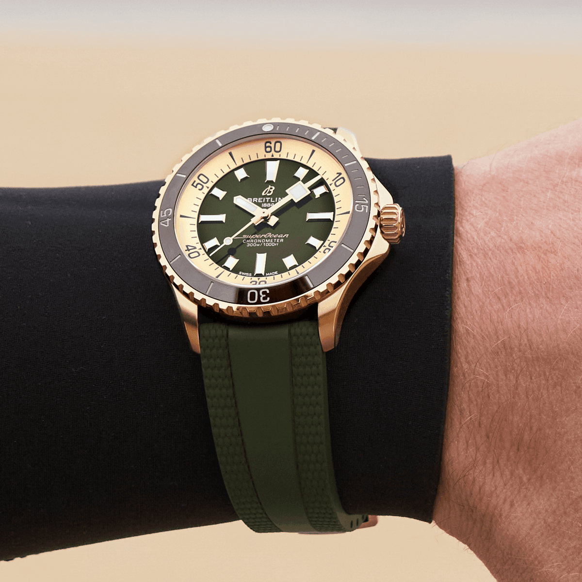 BRT Superocean Bronze Green on Rubber Watch, 42mm