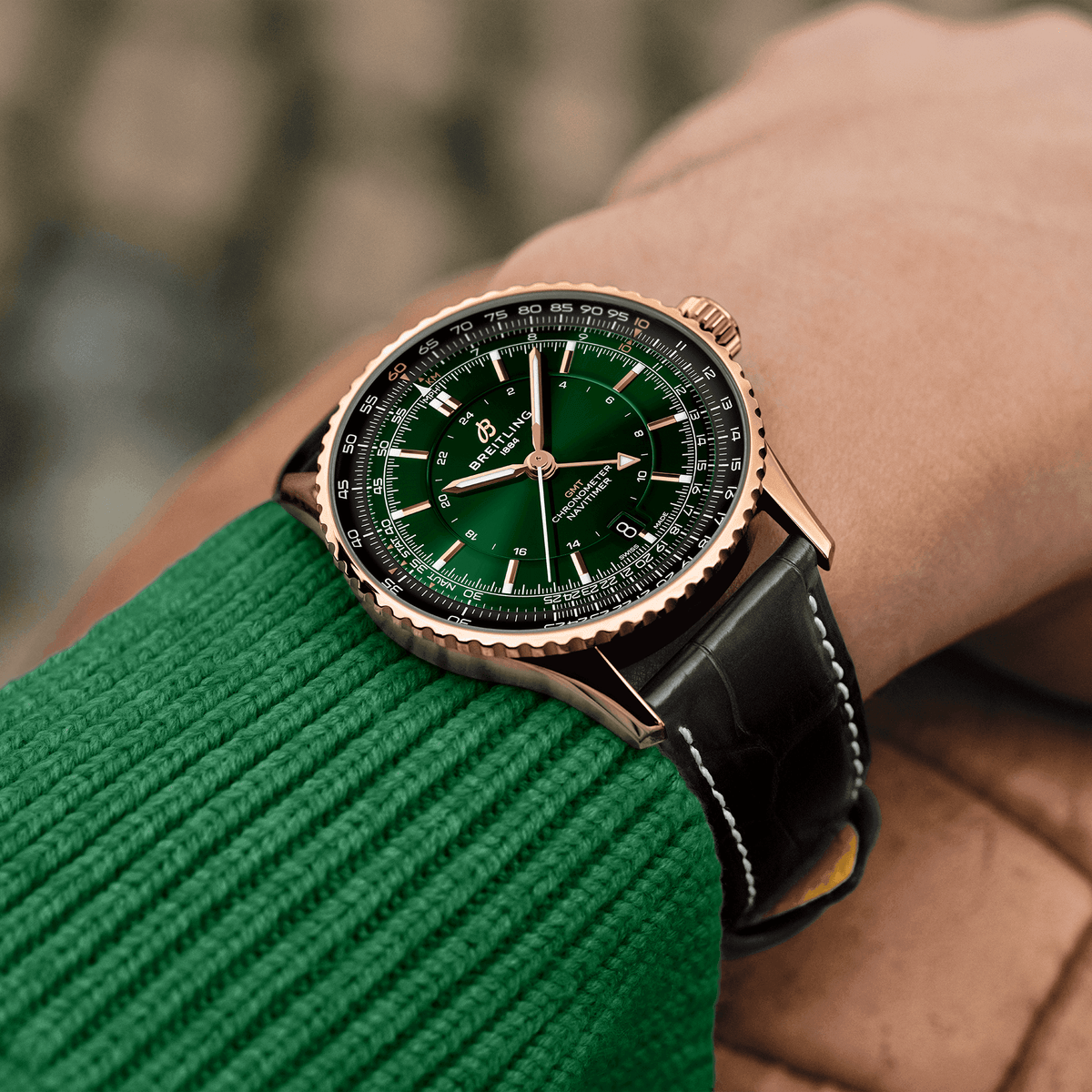 BRT Navitimer Automatic GMT 41 Watch with Green Dial