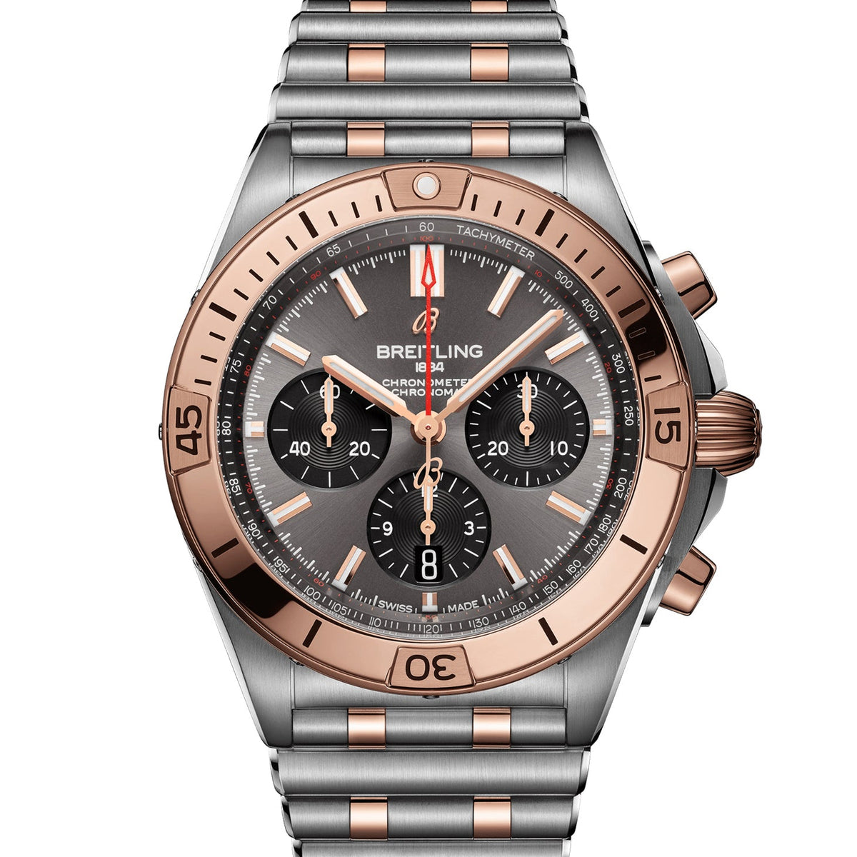BRT Chronomat B01 Chronograph 42 Steel & 18K Red Gold with Anthracite Dial