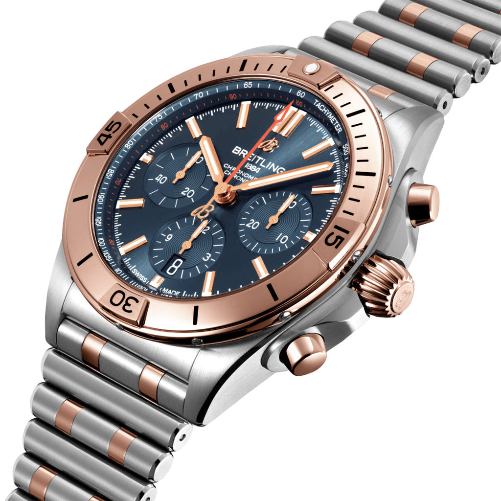 BRT Chronomat B01 Chronograph 42 Steel & 18K Red Gold with Blue Dial